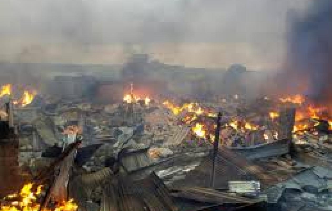 Incendie à N'Douci : le marché de Bôdô totalement ravagé.