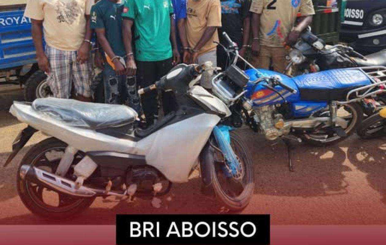 Aboisso : la BRI démantèle un réseau spécialisé dans le vol et la revente de motos