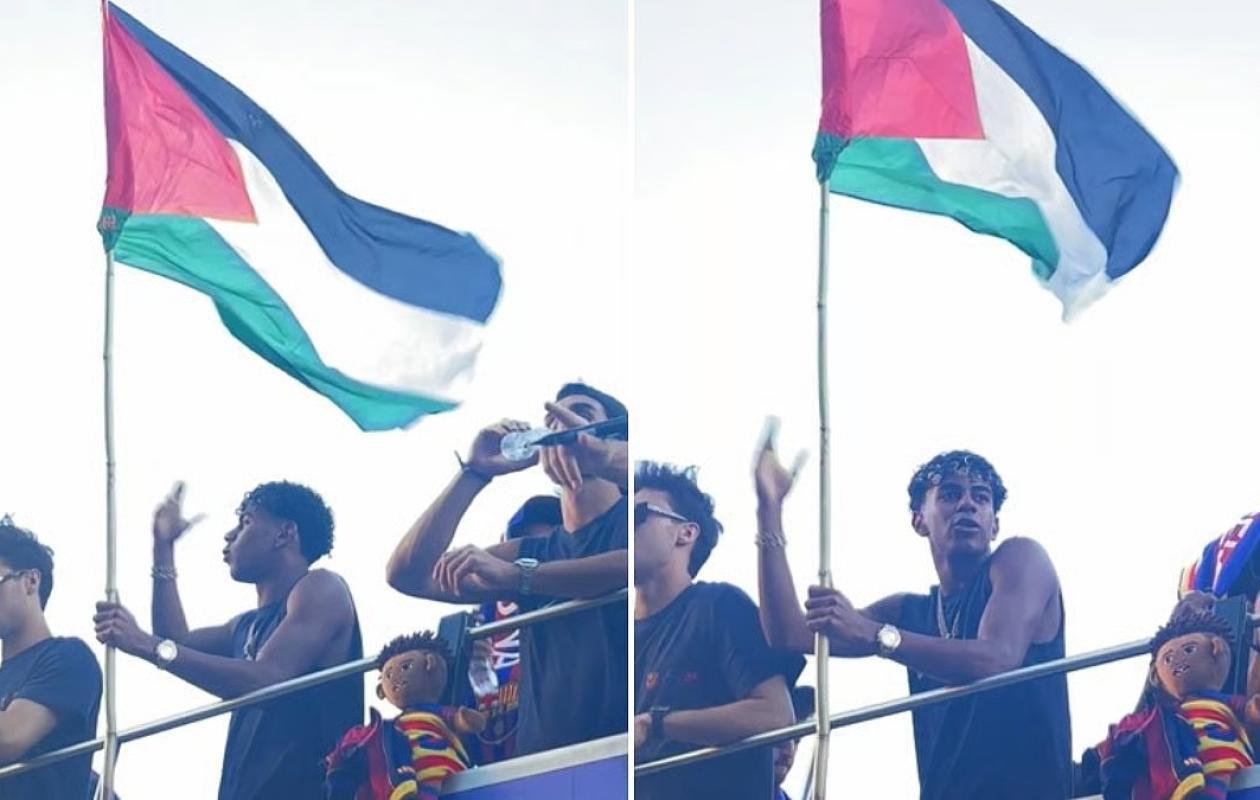 FC Barcelone : Lamine Yamal affiche son soutien à la Palestine lors du défilé du titre