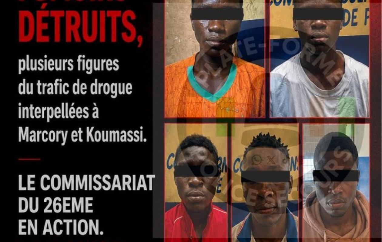 Trafic de drogue et violences urbaines à Marcory : cinq suspects interpellés par la police